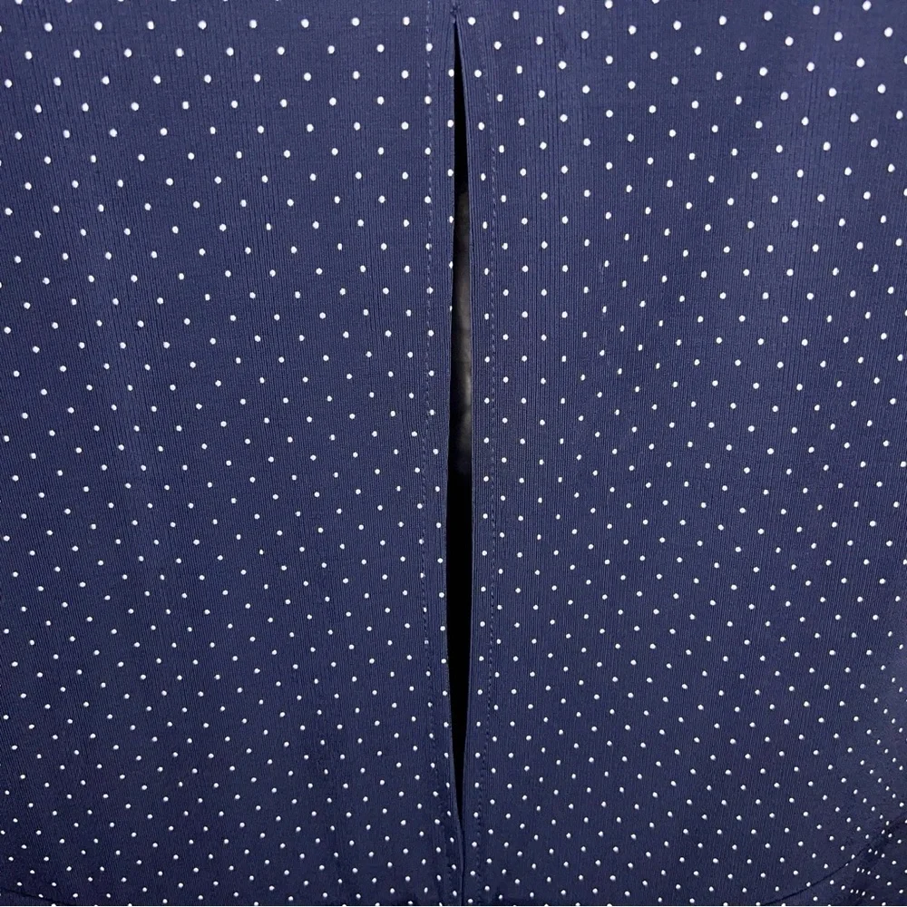 Vintage Medium Ronni Nicole Blue White Dot Print Short Sleeve Stretch Retro